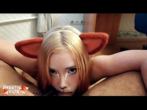 ❤️ Kitsune menelan batang dan air mani di dalam mulutnya ❤️ Video lucah pada kami